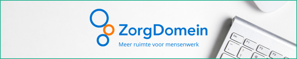 Logo zorgdomein en witte laptop
